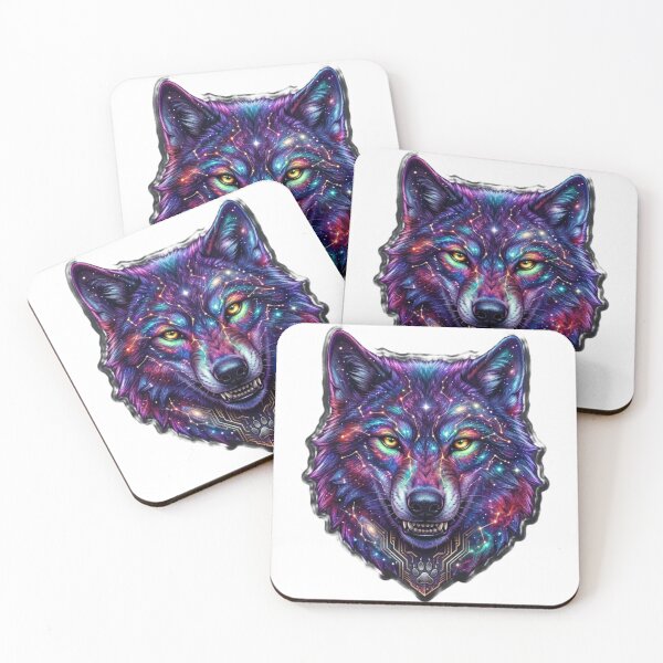 Item preview, Cosmic Galaxy Wolf Abstract Colorful Art designed and sold by JeevanStickers.