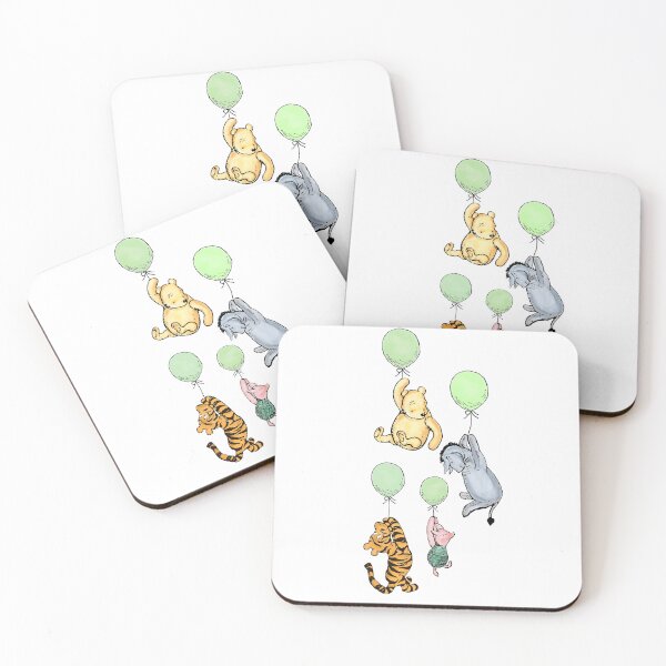 Item preview, Classic Winnie the Pooh Green Balloons designed and sold by ColorFlowArt.