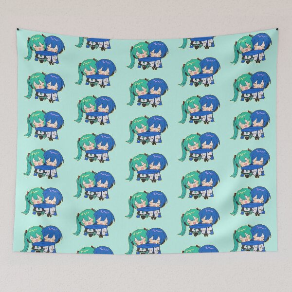 Item preview, Hatsune Miku and Kaito share a tender hug with a scarf designed and sold by loveiscosmic.