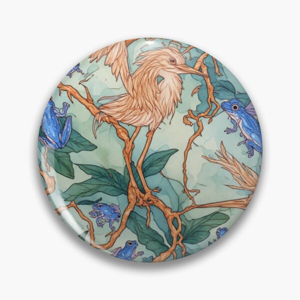Item preview, Ethereal Wetland Harmony: Herons and Blue Frogs Pattern designed and sold by dcohea.