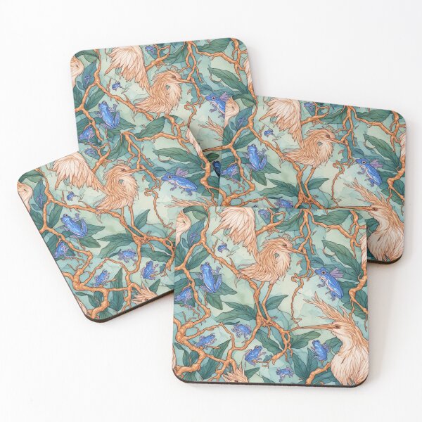 Item preview, Ethereal Wetland Harmony: Herons and Blue Frogs Pattern designed and sold by dcohea.