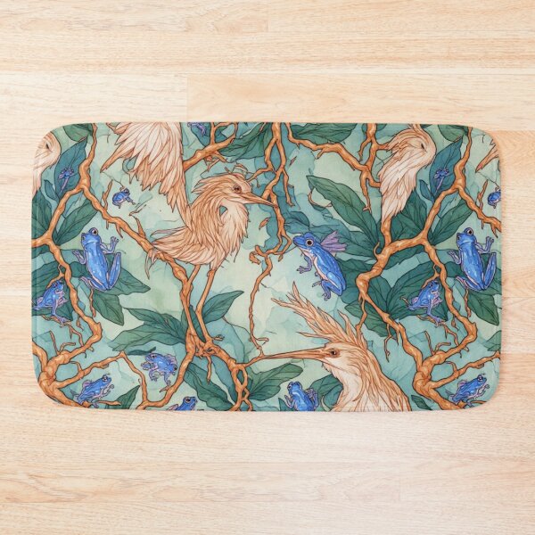 Item preview, Ethereal Wetland Harmony: Herons and Blue Frogs Pattern designed and sold by dcohea.