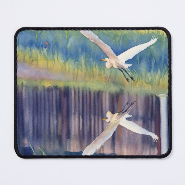 Item preview, Watercolor Style Great Egret Flying Over Canal designed and sold by Pondside-Pics.