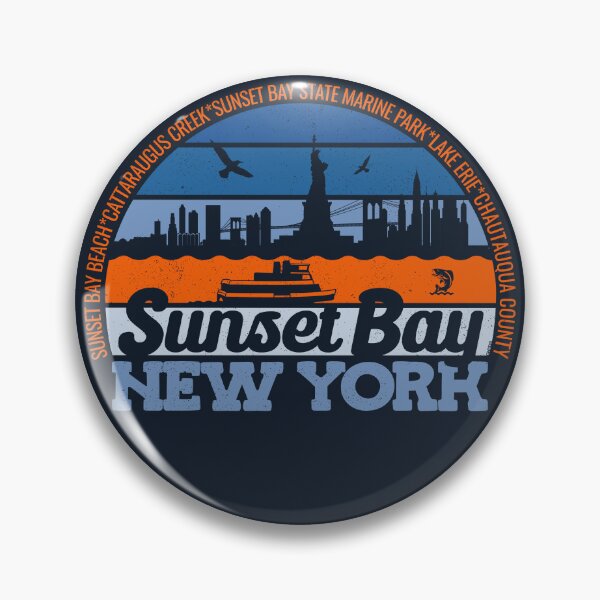 Item preview, Sunset Bay New York Sunset Retro Vintage Local Pride Logo designed and sold by CRHPOD20.