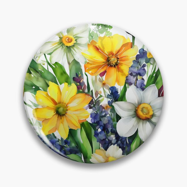 Item preview, Easter Yellow And Blue Springtime Vibrant Flowers Art designed and sold by DEC02.
