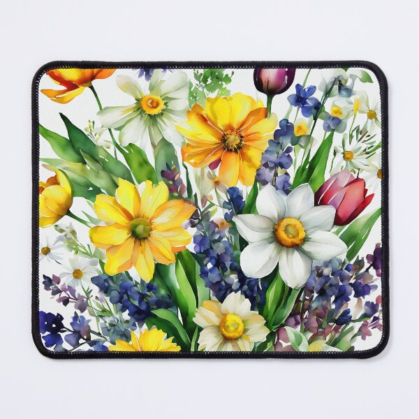 Item preview, Easter Yellow And Blue Springtime Vibrant Flowers Art designed and sold by DEC02.
