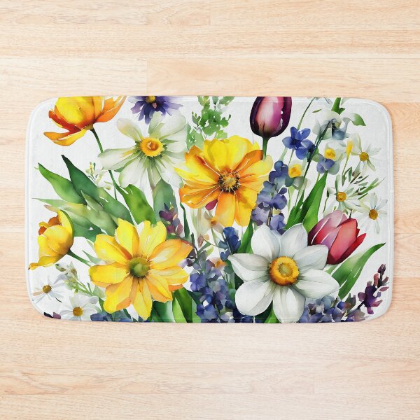 Item preview, Easter Yellow And Blue Springtime Vibrant Flowers Art designed and sold by DEC02.