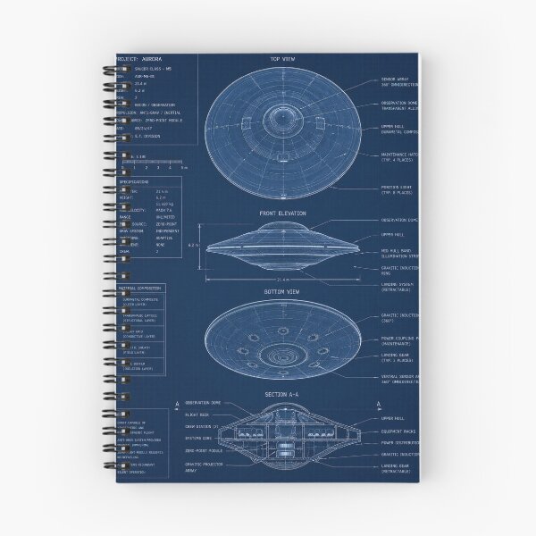 Item preview, UFO Flying Saucer Blueprint designed and sold by MGC Art.