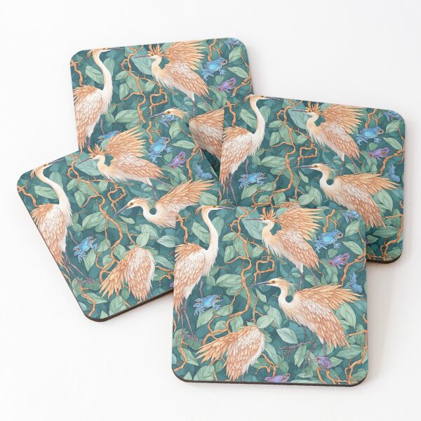 Item preview, Ethereal Wetland Harmony Herons and Blue Frogs Pattern designed and sold by dcohea.