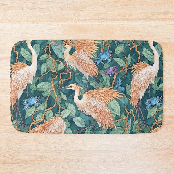Item preview, Ethereal Wetland Harmony Herons and Blue Frogs Pattern designed and sold by dcohea.