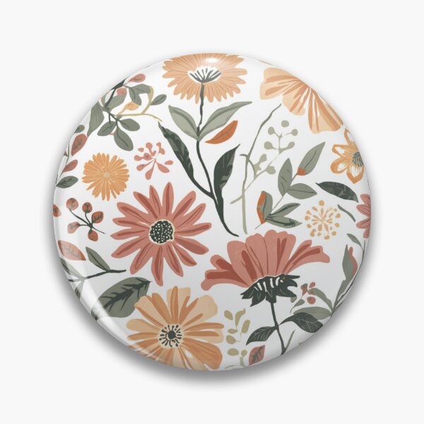 Item preview, Dark Floral Pattern Orange Earthy Wildflower Print designed and sold by FAGMAVisuals.