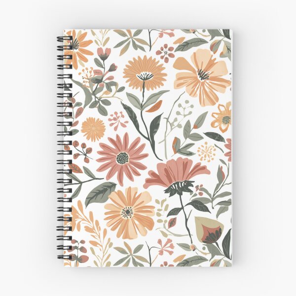 Item preview, Dark Floral Pattern Orange Earthy Wildflower Print designed and sold by FAGMAVisuals.