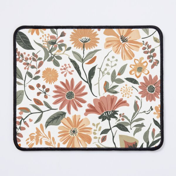 Item preview, Dark Floral Pattern Orange Earthy Wildflower Print designed and sold by FAGMAVisuals.