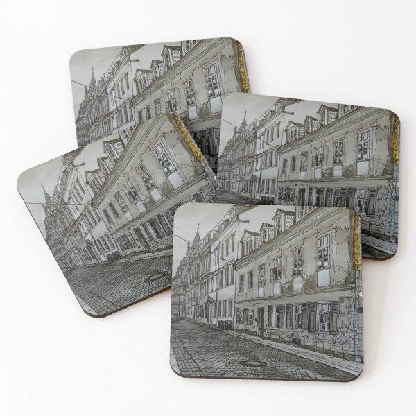 Item preview, Raskolnikoff Dresden Neustadt – Monochrome Urban Sketch with Yellow Accent designed and sold by UMA Urban Sketch.