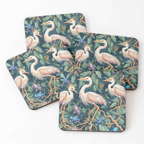 Item preview, Ethereal Wetland Harmony Herons and Blue Frogs Pattern designed and sold by dcohea.