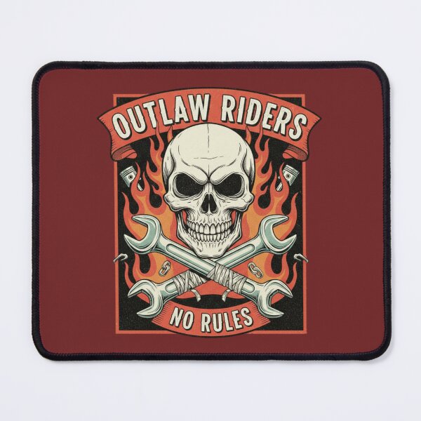 Item preview, Outlaw Riders No Rules Skull Mechanic Vintage Biker Graphic T-Shirt designed and sold by ObsidianUruk.