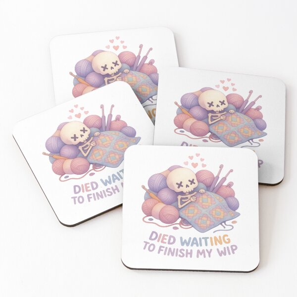 Item preview, Died Waiting To Finish My WIP — Funny Crochet Skeleton Sticker designed and sold by EverStitchStudio ★★★★★.