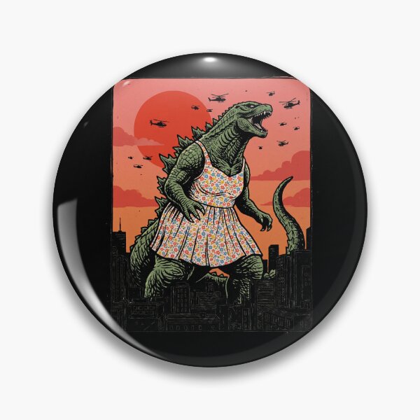 Item preview, Funny Kaiju Monster in Floral Dress Destroying City designed and sold by d247.