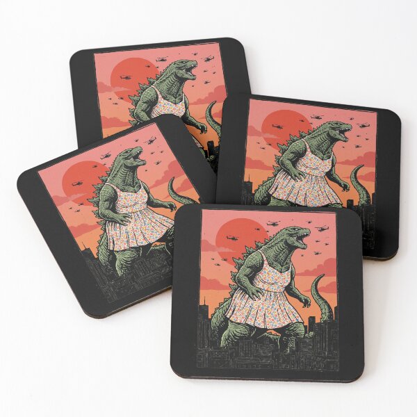 Item preview, Funny Kaiju Monster in Floral Dress Destroying City designed and sold by d247.