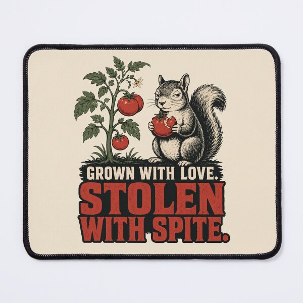 Item preview, Stolen With Spite Funny Gardening Squirrel Tomato designed and sold by POD DYNASTY.