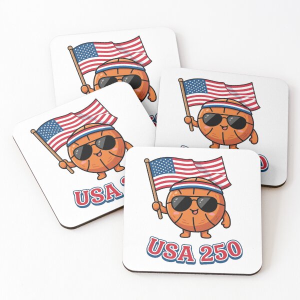 Item preview, USA 250 Basketball Cute Patriotic Cartoon designed and sold by Shape Snip Studio.