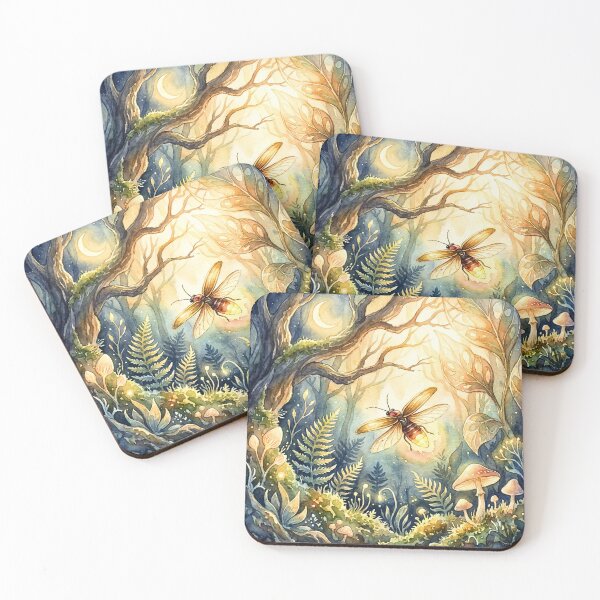 Item preview, Moonlit Firefly Forest Fantasy Watercolor designed and sold by Petal & Pattern Co.
