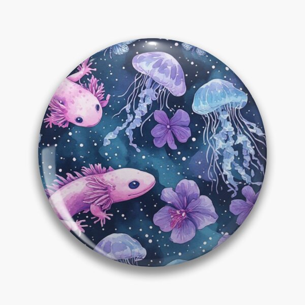 Item preview, Cosmic Axolotl and Jellyfish Dream Celestial Aquatic Pattern designed and sold by dcohea.