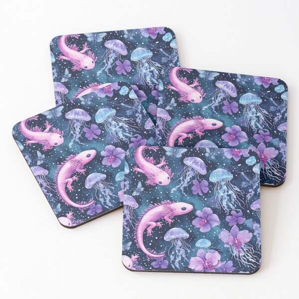Item preview, Cosmic Axolotl and Jellyfish Dream Celestial Aquatic Pattern designed and sold by dcohea.