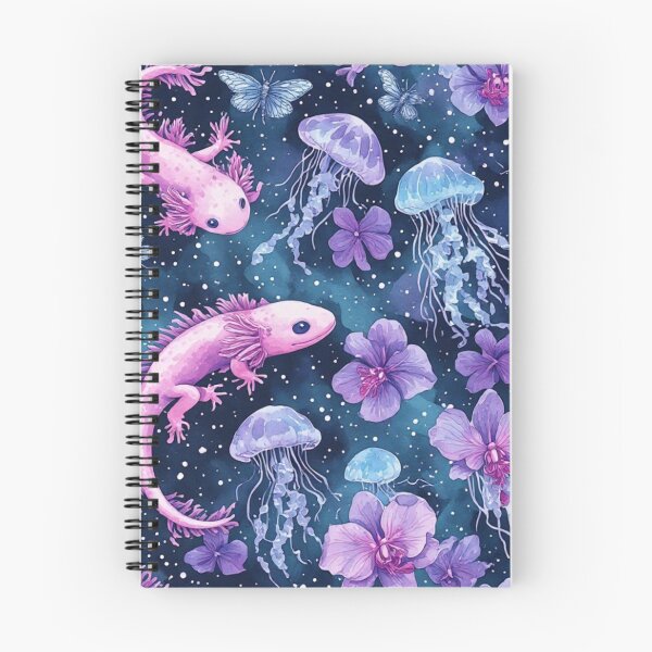 Item preview, Cosmic Axolotl and Jellyfish Dream Celestial Aquatic Pattern designed and sold by dcohea.
