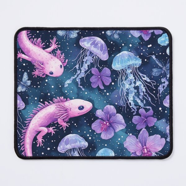 Item preview, Cosmic Axolotl and Jellyfish Dream Celestial Aquatic Pattern designed and sold by dcohea.