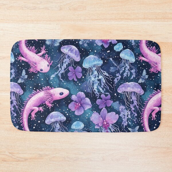 Item preview, Cosmic Axolotl and Jellyfish Dream Celestial Aquatic Pattern designed and sold by dcohea.