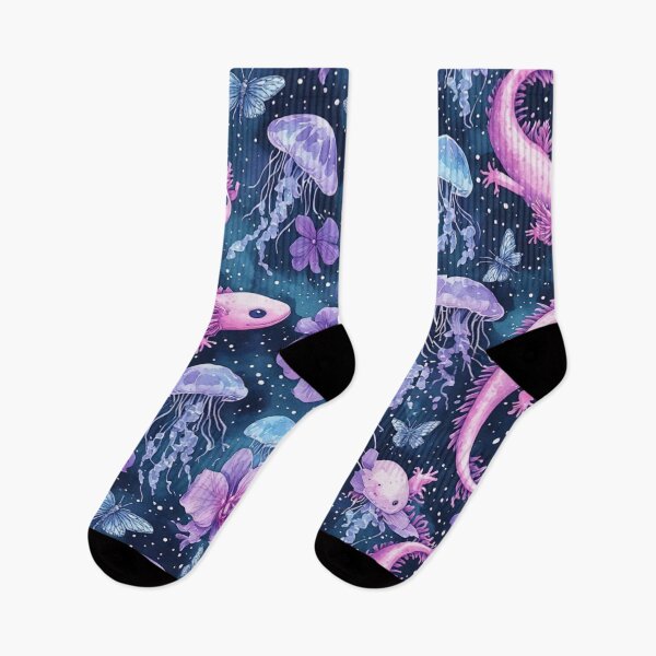 Item preview, Cosmic Axolotl and Jellyfish Dream Celestial Aquatic Pattern designed and sold by dcohea.