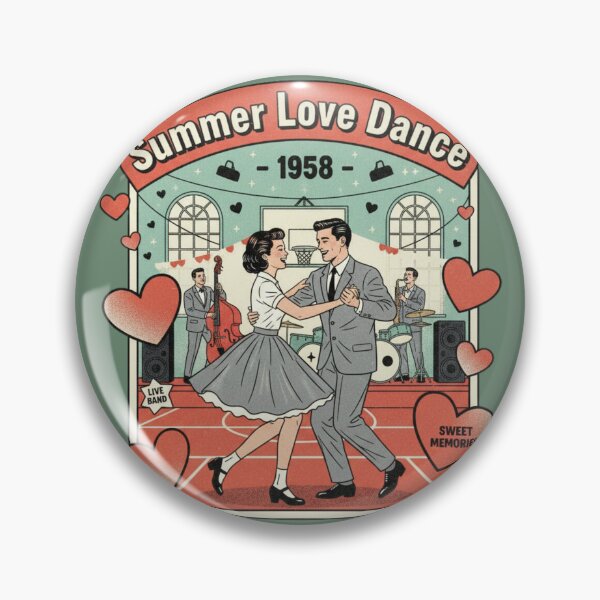Item preview, Summer Love Dance 1958 Vintage Retro Rockabilly Couple Graphic T-Shirt designed and sold by ObsidianUruk.