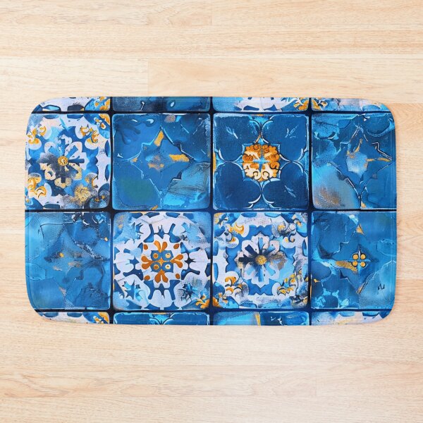 Item preview, Blue And White Vintage Distressed Tile Pattern Art designed and sold by DEC02.