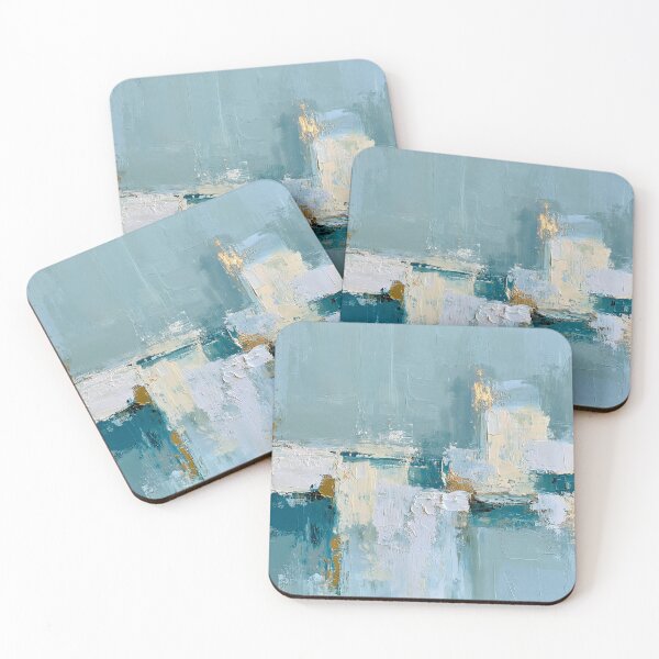 Item preview, Abstract Textured Blue Palette No. 01 - Serene Minimalist Blue & Gold Impasto designed and sold by SlowRegardArt.