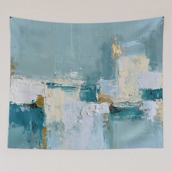 Item preview, Abstract Textured Blue Palette No. 01 - Serene Minimalist Blue & Gold Impasto designed and sold by SlowRegardArt.