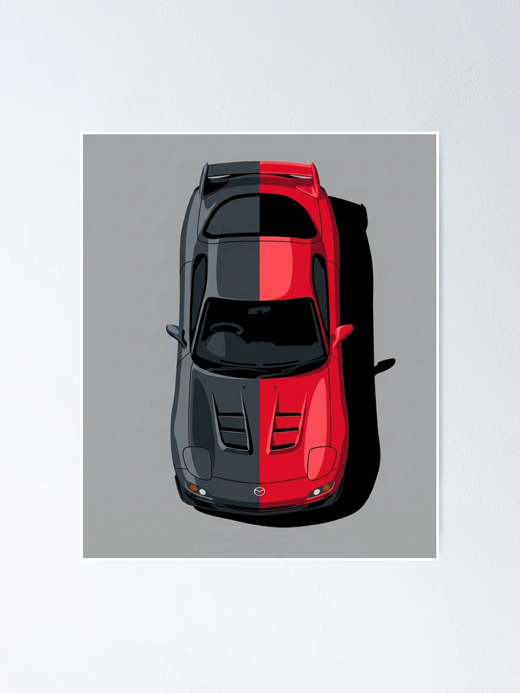 Classic Blue Mazda RX-7 FD JDM Top View Vector Illustration