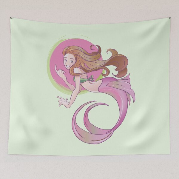 Item preview, Pink mermaid illustration designed and sold by Konopikyu.