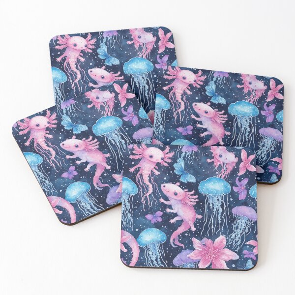 Item preview, Cosmic Axolotl and Jellyfish Dream Celestial Aquatic Pattern designed and sold by dcohea.