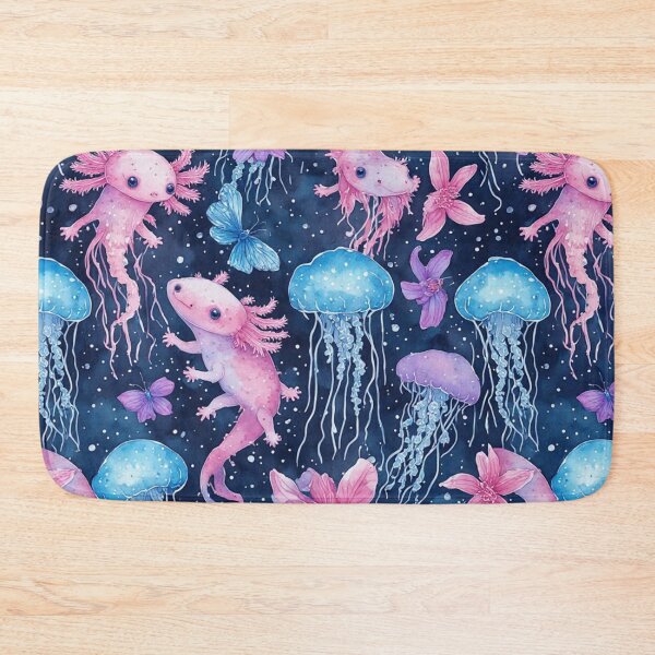 Item preview, Cosmic Axolotl and Jellyfish Dream Celestial Aquatic Pattern designed and sold by dcohea.