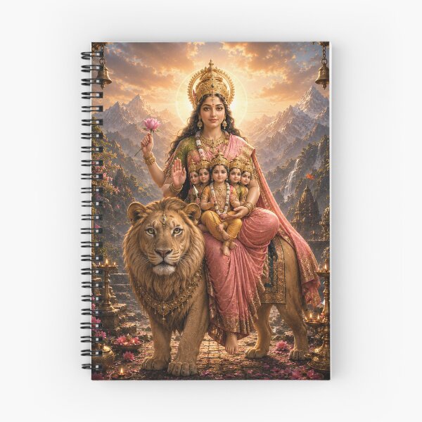 Aperçu de l'œuvre Art de la déesse Skandamata pour Navratri | Décoration murale de la Mère Divine pour Dussehra | Affiche de la Déesse Sacrée créée et vendue par Homyar.