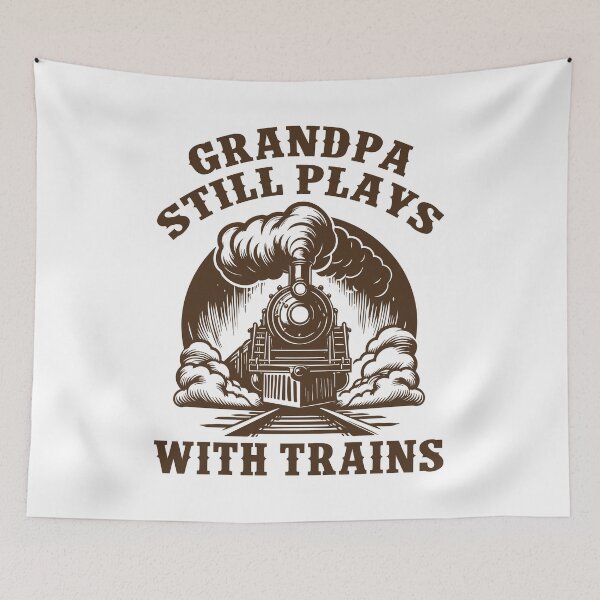 Item preview, Grandpa Still Plays With Trains Vintage Steam Locomotive designed and sold by Dmetalx Art Apparel.