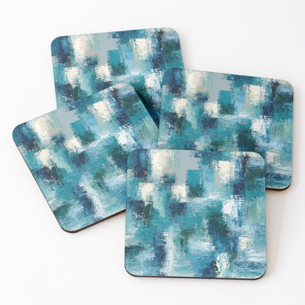 Item preview, Abstract Textured Blue Palette No. 03 - Turquoise Blue Geometric Impasto designed and sold by SlowRegardArt.