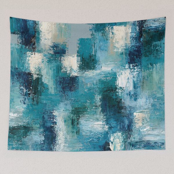 Item preview, Abstract Textured Blue Palette No. 03 - Turquoise Blue Geometric Impasto designed and sold by SlowRegardArt.