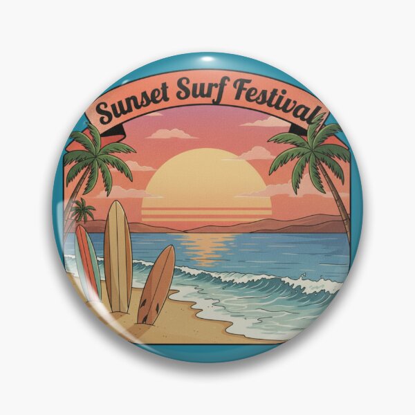 Item preview, Sunset Surf Festival Retro Beach Vibe – Tropical Surf Art designed and sold by ObsidianUruk.