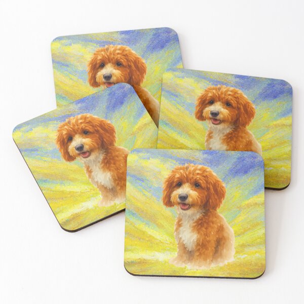Item preview, Doodle pup in sunrise painting designed and sold by Doodles Down South.