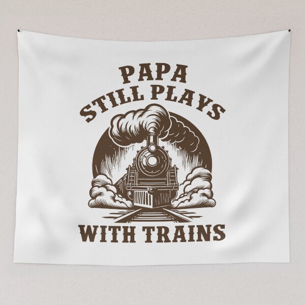 Item preview, Papa Still Plays With Trains Vintage Steam Locomotive designed and sold by Dmetalx Art Apparel.