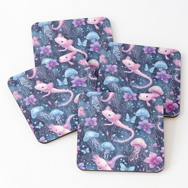 Item preview, Cosmic Axolotl and Jellyfish Dream Celestial Aquatic Pattern designed and sold by dcohea.
