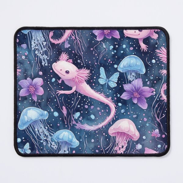 Item preview, Cosmic Axolotl and Jellyfish Dream Celestial Aquatic Pattern designed and sold by dcohea.