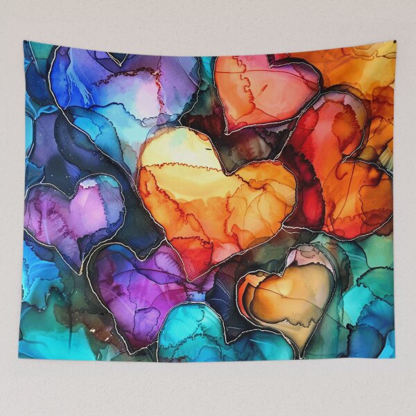 Item preview, Elegant Alcohol Ink Colorful Abstract Hearts Designs designed and sold by DEC02.